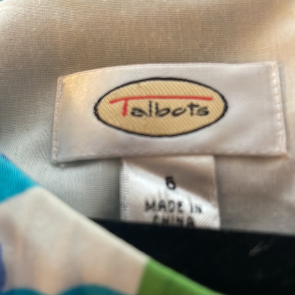 Talbots Sz 6 Green Blue Halter Cotton Vintage Shift Lined Side Pockets D… - Picture 8 of 10